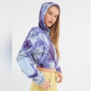 Urban Outfitters Cozy Tie-Dye Fleece Cropped Hoodie